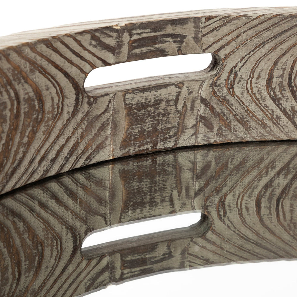 28" Natural and Brown Round Wood Indoor Outdoor Tray With Handles - Homeroots - Flyclothing LLC