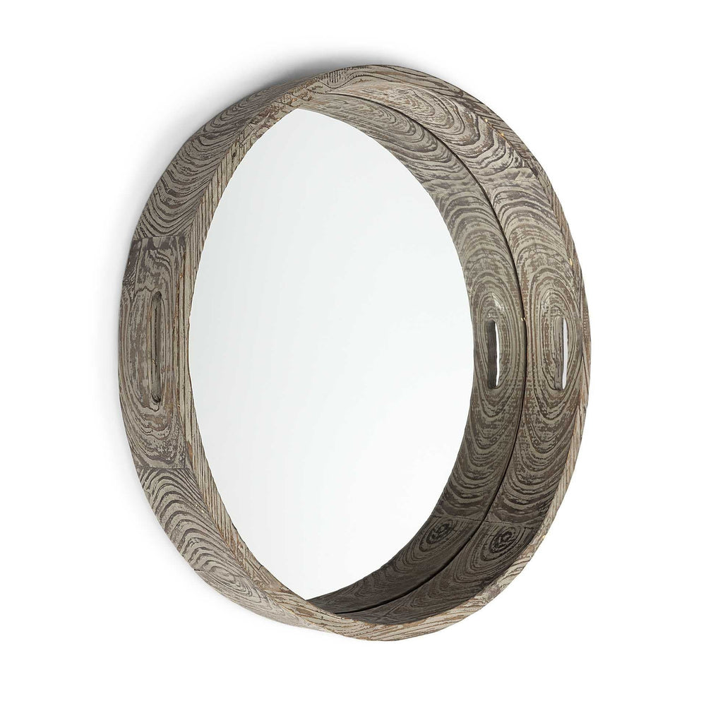 28" Natural and Brown Round Wood Indoor Outdoor Tray With Handles - Homeroots - Flyclothing LLC