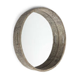 28" Natural and Brown Round Wood Indoor Outdoor Tray With Handles - Homeroots - Flyclothing LLC