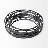 Set of Two Black Round Metal Indoor Outdoor Tray With Handles - Homeroots - Flyclothing LLC