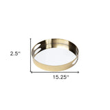 15" Gold Round Metal Indoor Outdoor Tray With Handles - Homeroots - Flyclothing LLC