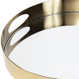 15" Gold Round Metal Indoor Outdoor Tray With Handles - Homeroots - Flyclothing LLC