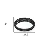 21" Matte Black Wood With Bead Mirrored Glass Bottom Round Tray - Homeroots - Flyclothing LLC