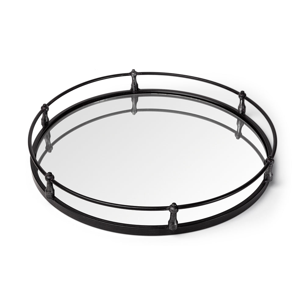 24" Silver Round Metal Indoor Outdoor Tray With Handles - Homeroots - Flyclothing LLC