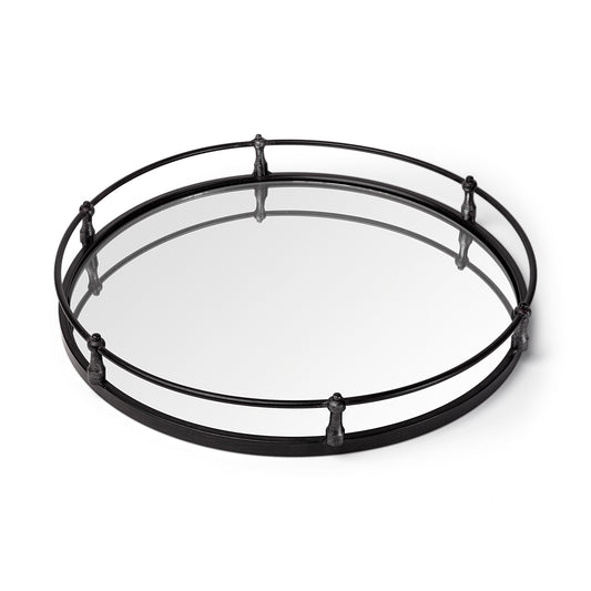 24" Silver Round Metal Indoor Outdoor Tray With Handles - Homeroots