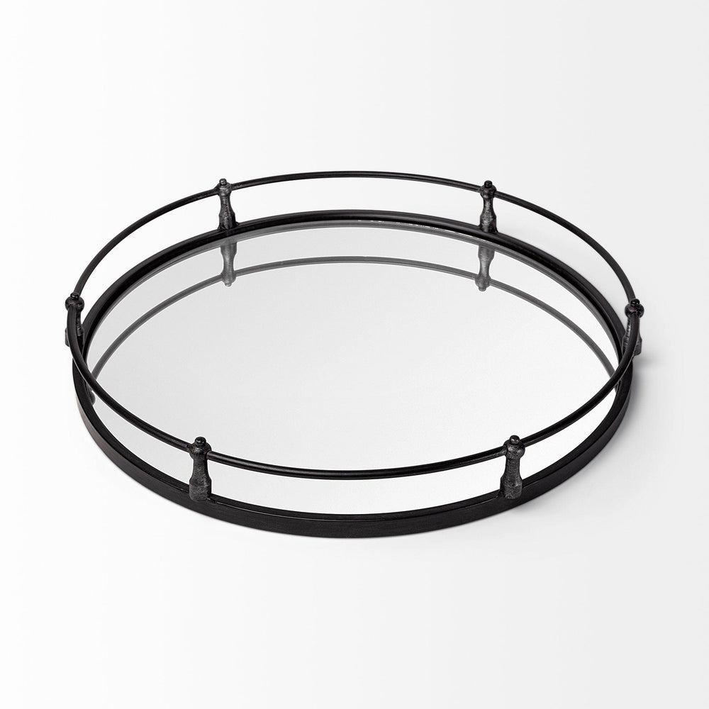 24" Silver Round Metal Indoor Outdoor Tray With Handles - Homeroots - Flyclothing LLC