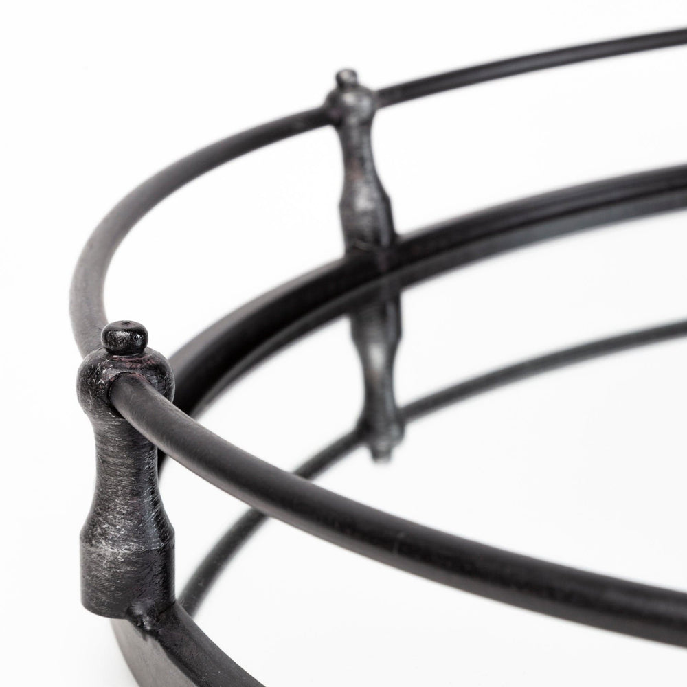 24" Silver Round Metal Indoor Outdoor Tray With Handles - Homeroots - Flyclothing LLC