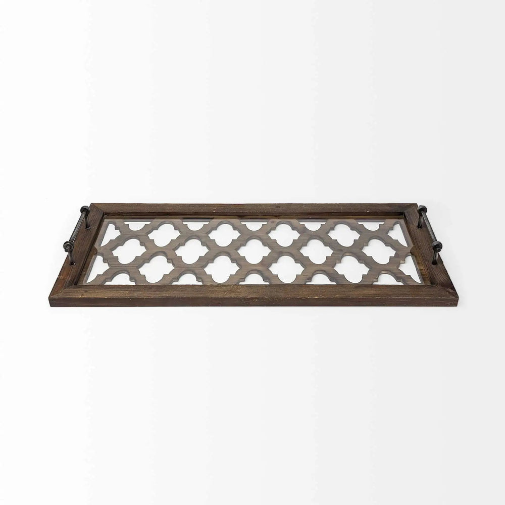 35" Silver Wood Indoor Outdoor Tray With Handles - Homeroots - Flyclothing LLC