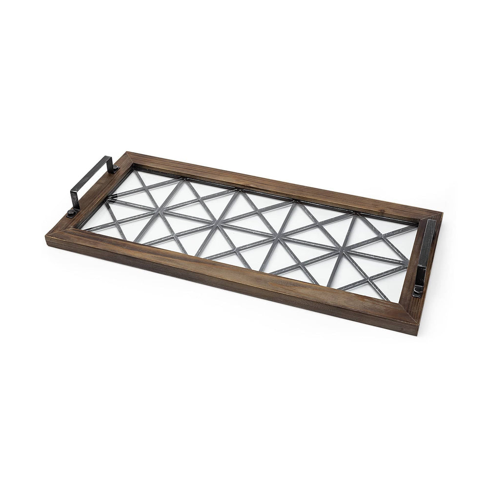 28" Brown Wood Indoor Outdoor Tray With Handles - Homeroots - Flyclothing LLC