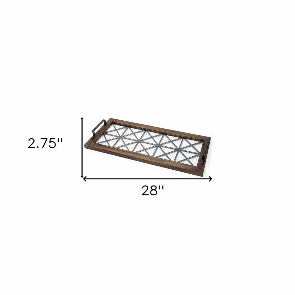 28" Brown Wood Indoor Outdoor Tray With Handles - Homeroots - Flyclothing LLC