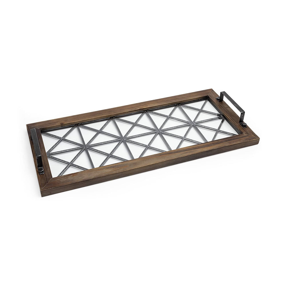 28" Brown Wood Indoor Outdoor Tray With Handles - Homeroots - Flyclothing LLC