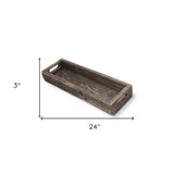 24" Brown Wood Indoor Outdoor Tray With Handles - Homeroots - Flyclothing LLC