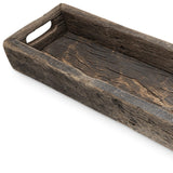 24" Brown Wood Indoor Outdoor Tray With Handles - Homeroots - Flyclothing LLC