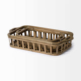 Set of Two Brown Wood Indoor Outdoor Tray With Handles - Homeroots - Flyclothing LLC