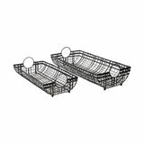 Set of Two Gray Metal Indoor Outdoor Serving Tray With Handles - Homeroots - Flyclothing LLC