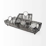 Set of Two Gray Metal Indoor Outdoor Serving Tray With Handles - Homeroots - Flyclothing LLC