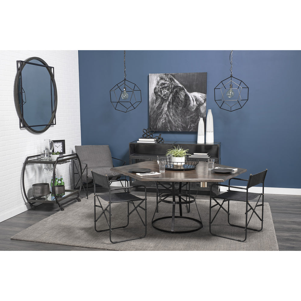 20" Black Round Metal Indoor Outdoor Serving Tray With Handles - Homeroots - Flyclothing LLC