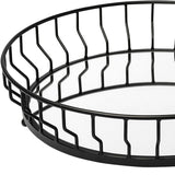 20" Black Round Metal Indoor Outdoor Serving Tray With Handles - Homeroots - Flyclothing LLC
