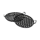 Set of Two Black Round Metal Indoor Outdoor Tray With Handles - Homeroots - Flyclothing LLC