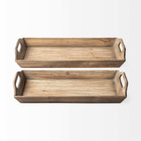 Set Of 2 Natural Brown Wood With Grains And Knots Highlight Trays - Homeroots - Flyclothing LLC