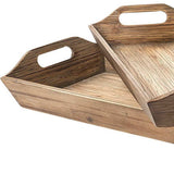 Set Of 2 Natural Brown Wood With Grains And Knots Highlight Trays - Homeroots - Flyclothing LLC