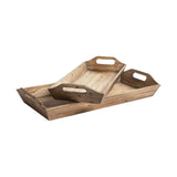 Set Of 2 Natural Brown Wood With Grains And Knots Highlight Trays - Homeroots - Flyclothing LLC