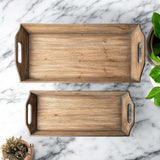 Set Of 2 Natural Brown Wood With Grains And Knots Highlight Trays - Homeroots - Flyclothing LLC