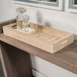 28" Natural Wood Indoor Outdoor Tray With Handles - Homeroots - Flyclothing LLC