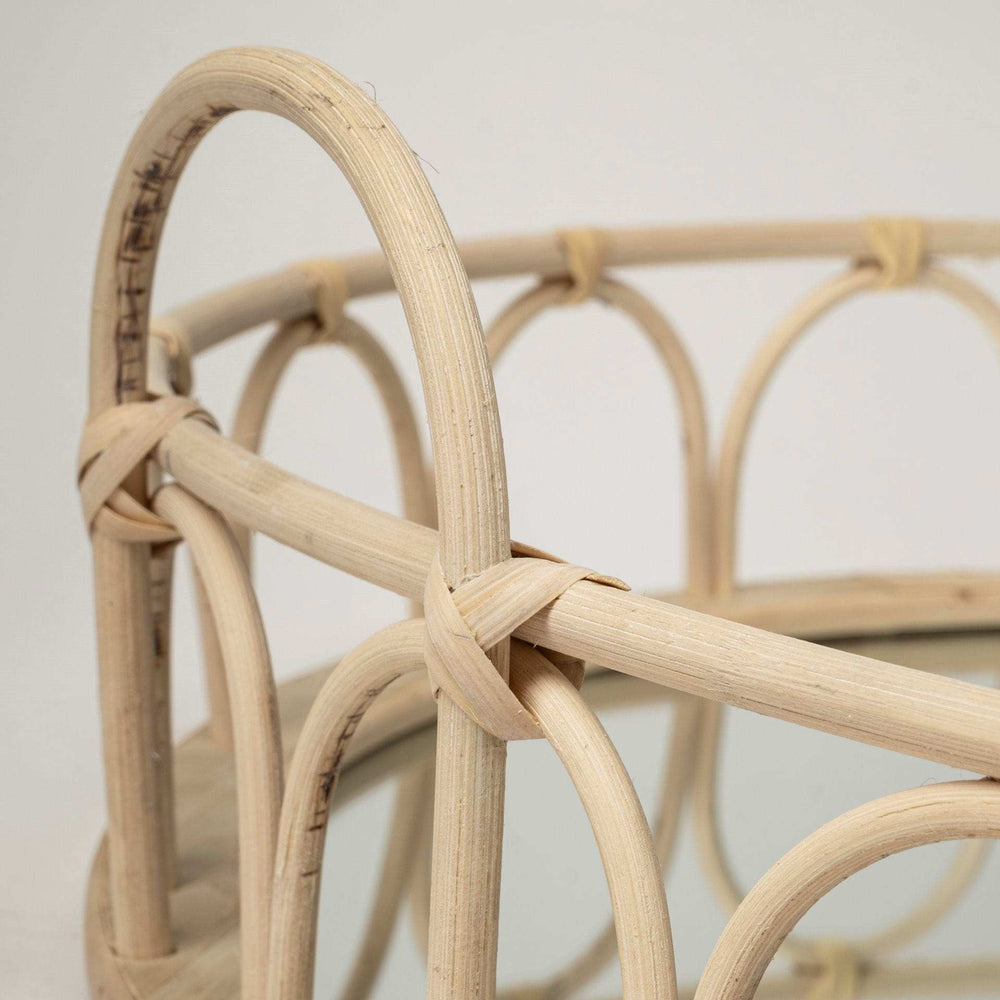 Set of Two Brown Round Wood Indoor Outdoor Vanity Tray With Handles - Homeroots - Flyclothing LLC