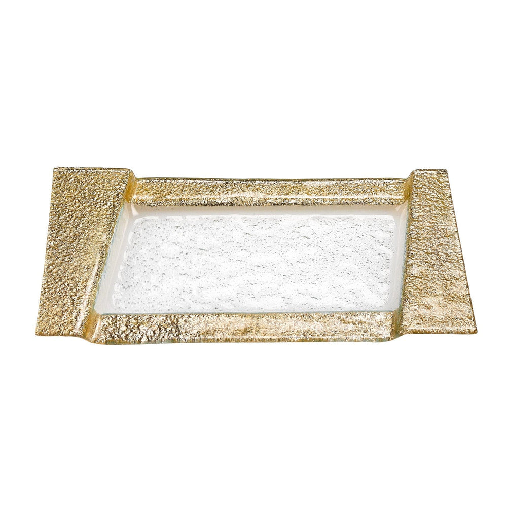 13" Gold Glass Snack Or Vanity Tray - Homeroots - Flyclothing LLC