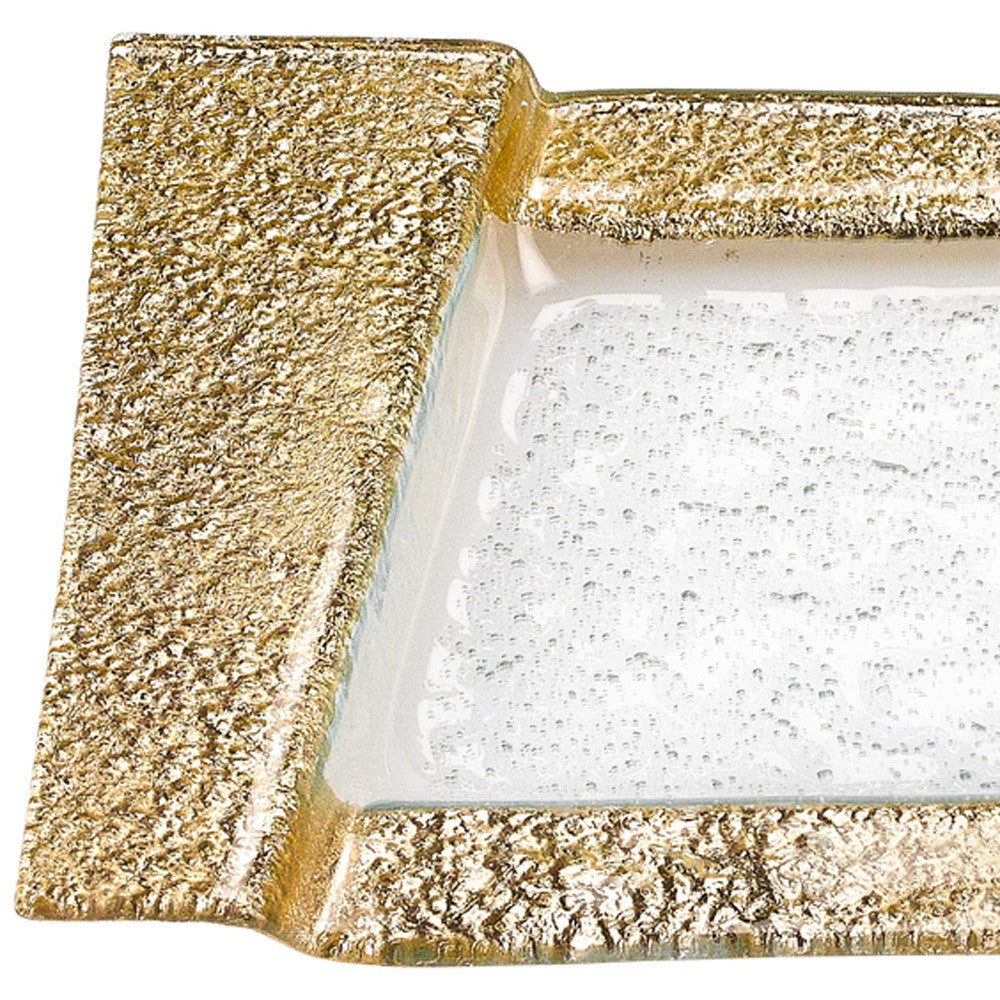 13" Gold Glass Snack Or Vanity Tray - Homeroots - Flyclothing LLC