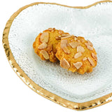 8" Mouth Blown Seeded Glass Heart Plate with Gold Rim - Homeroots