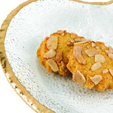 8" Mouth Blown Seeded Glass Heart Plate with Gold Rim - Homeroots