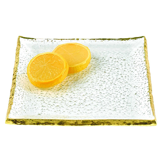 7 Glass Set Of 4 Square Edge Gold Plates - Homeroots - Flyclothing LLC