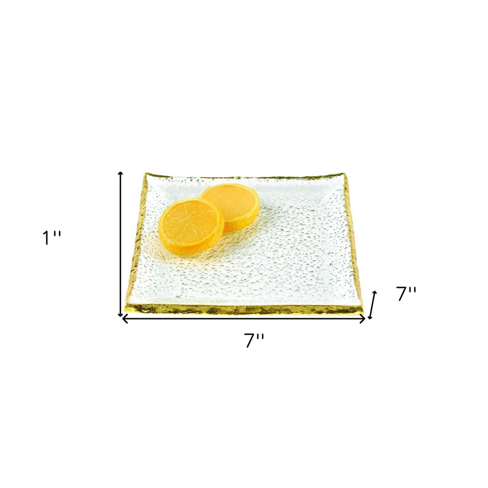 7 Glass Set Of 4 Square Edge Gold Plates - Homeroots - Flyclothing LLC
