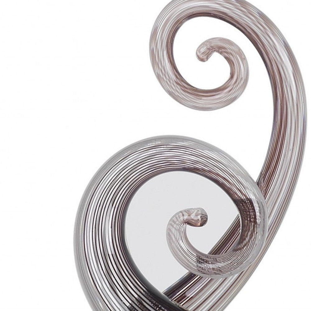 11" Clear and Brown Murano Glass Modern Abstract Tabletop Sculpture - Homeroots - Flyclothing LLC