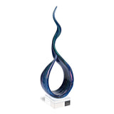 19" Blue and Green Murano Glass Modern Abstract Tabletop Sculpture - Homeroots - Flyclothing LLC