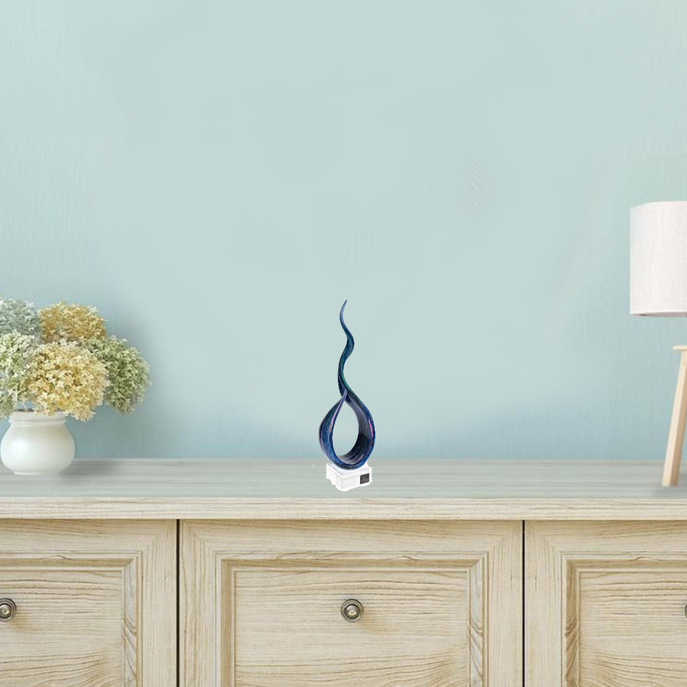 19" Blue and Green Murano Glass Modern Abstract Tabletop Sculpture - Homeroots - Flyclothing LLC