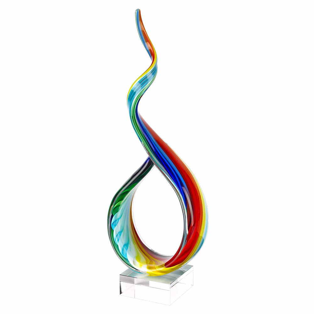 19" Rainbow Murano Glass Modern Abstract Tabletop Sculpture - Homeroots - Flyclothing LLC