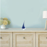 9" Clear and Blue Murano Glass Modern Abstract Tabletop Sculpture - Homeroots