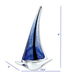 9" Clear and Blue Murano Glass Modern Abstract Tabletop Sculpture - Homeroots