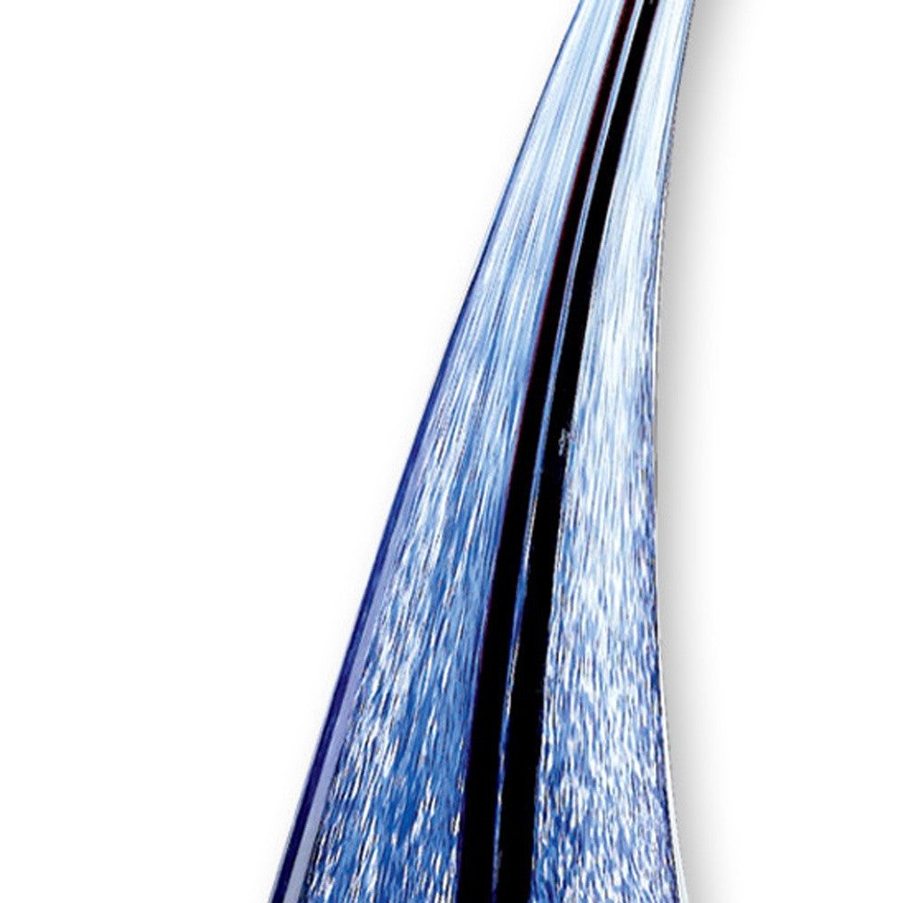 9" Clear and Blue Murano Glass Modern Abstract Tabletop Sculpture - Homeroots