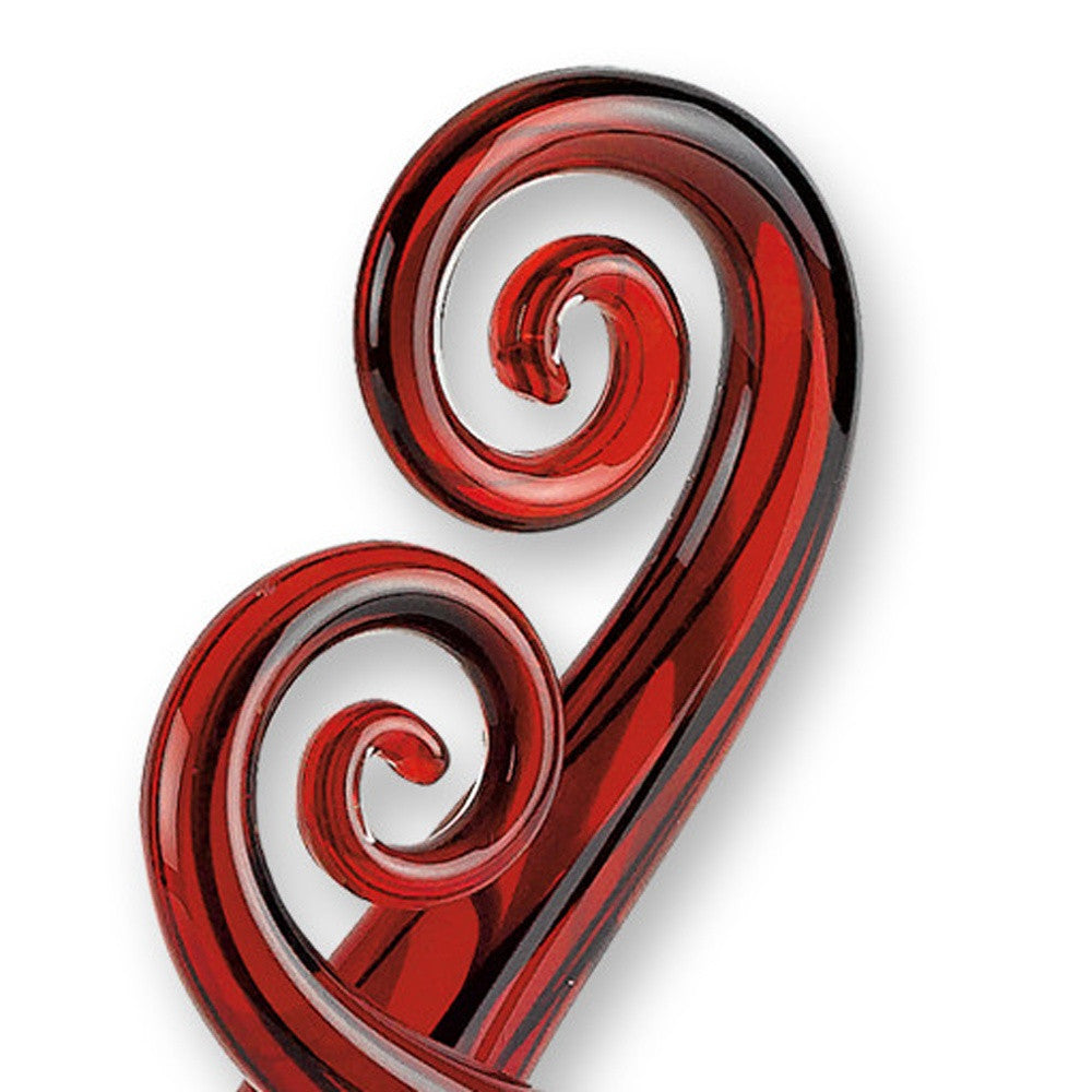 13" Clear Burgundy and Black Murano Glass Modern Abstract Tabletop Sculpture - Homeroots - Flyclothing LLC