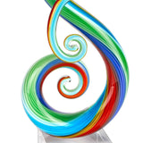 12" Clear and Rainbow Murano Glass Modern Abstract Tabletop Sculpture - Homeroots - Flyclothing LLC