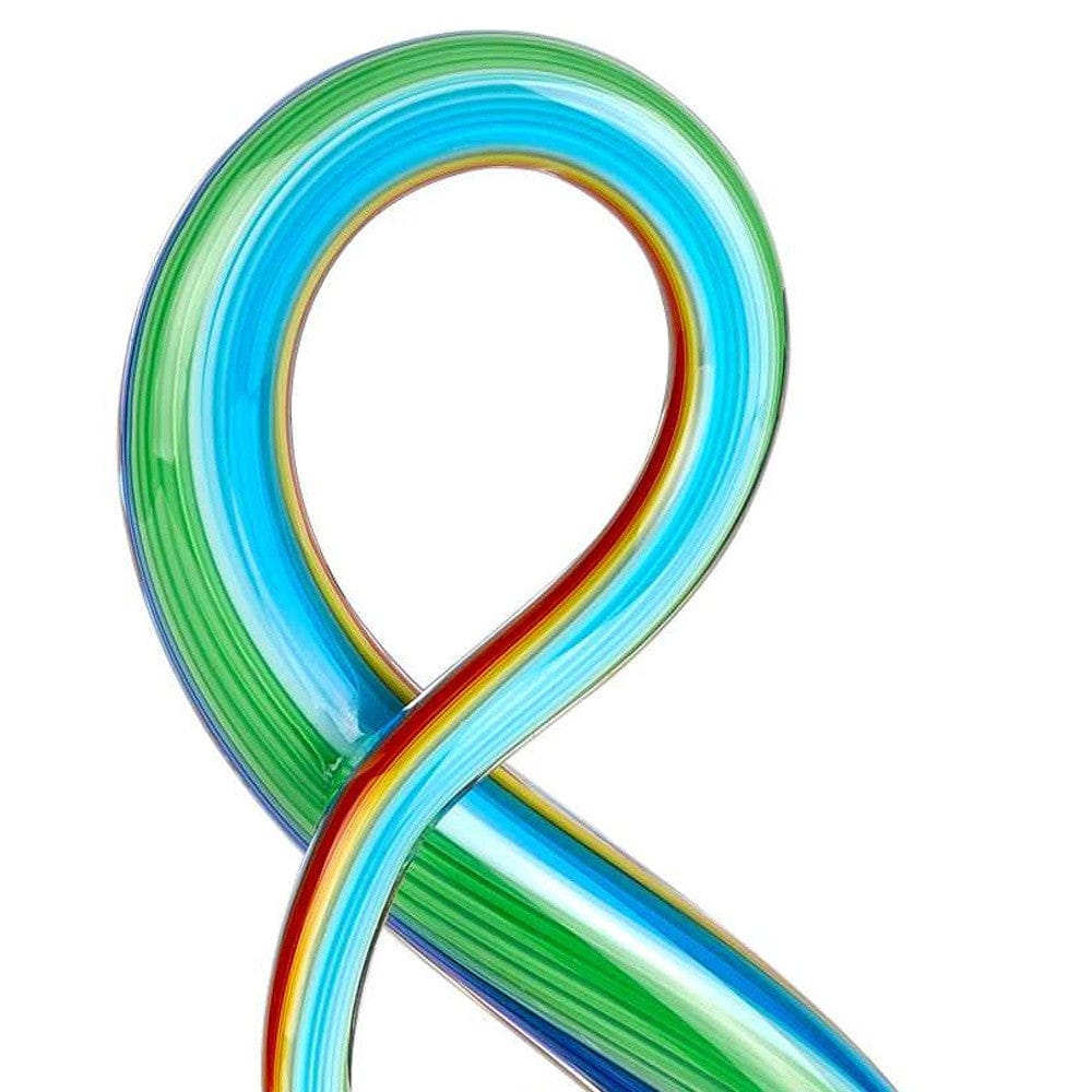 12" Clear and Rainbow Murano Glass Modern Abstract Tabletop Sculpture - Homeroots - Flyclothing LLC