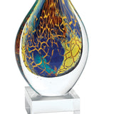 13" Blue and Yellow Murano Glass Modern Abstract Tabletop Sculpture - Homeroots - Flyclothing LLC