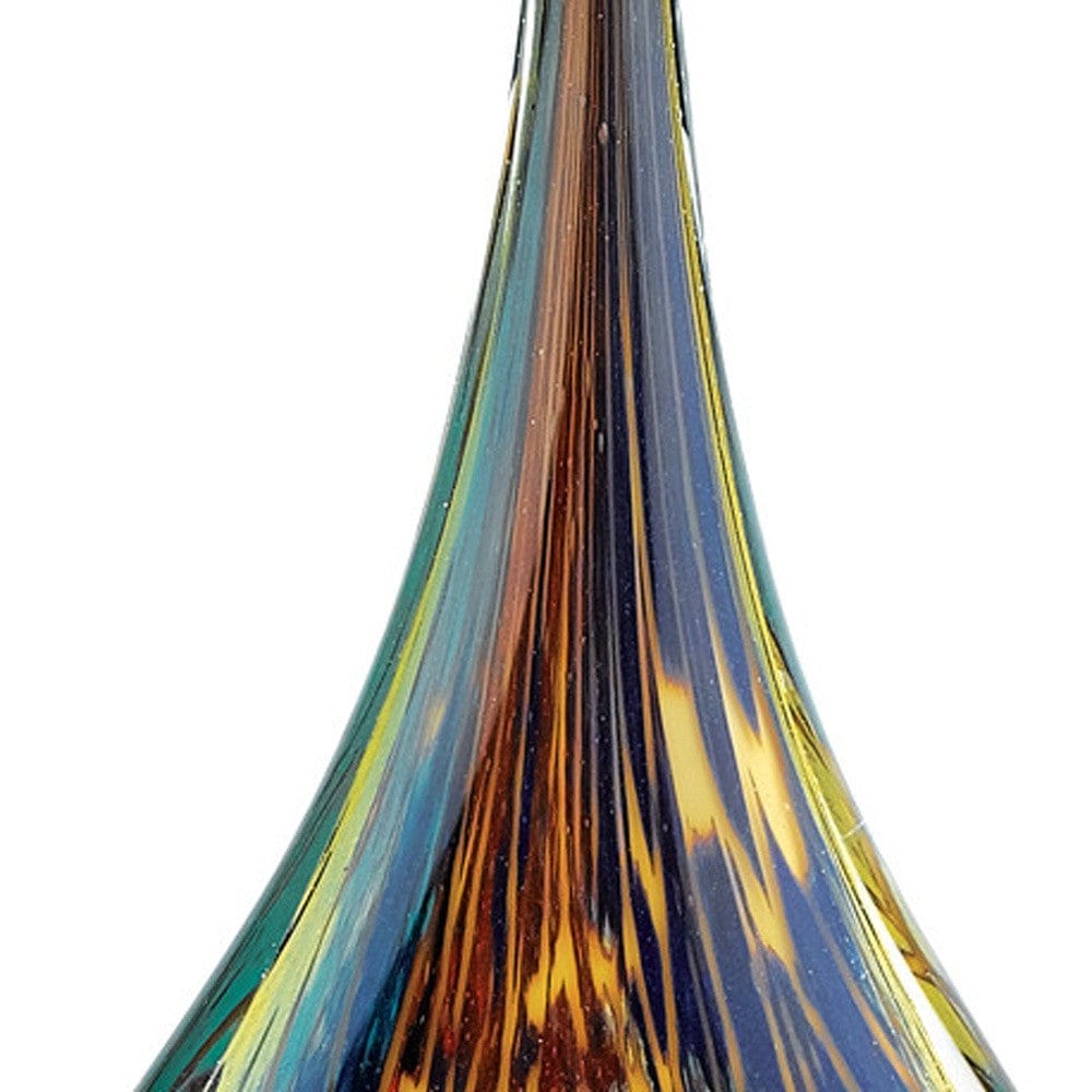13" Blue and Yellow Murano Glass Modern Abstract Tabletop Sculpture - Homeroots - Flyclothing LLC