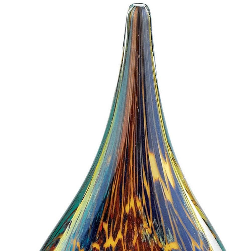 13" Blue and Yellow Murano Glass Modern Abstract Tabletop Sculpture - Homeroots - Flyclothing LLC