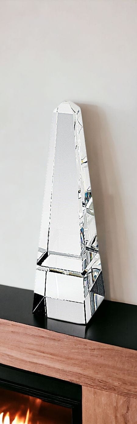 11" Clear Crystal Obelisk Statue - Homeroots