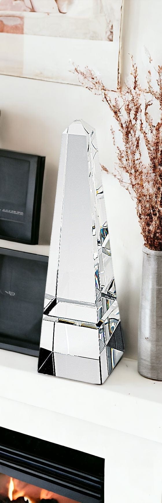 12" Clear Crystal Obelisk Statue - Homeroots - Flyclothing LLC